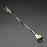 30cm Trident End Bar Spoon - Antique Bronze - Cocktail Corner