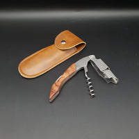 Deluxe Waiters Friend with Wood Handle & Leather Pouch - Cocktail Corner