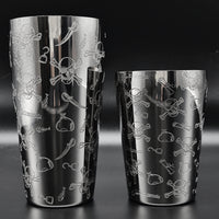 Toby Tin Engraved Skull Cocktail Shaker Set - Cocktail Corner